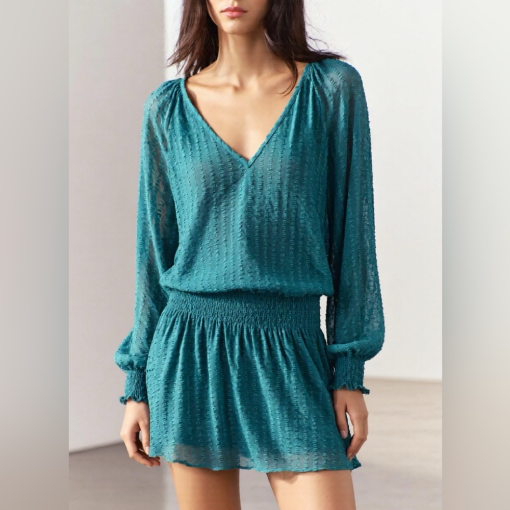 Ramy Brook Teal V-Neck Dress